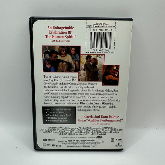 When A Man Loves A Woman DVD 1994 Andy Garcia Meg Ryan Touchstone Pictures Drama - Picture 3 of 7
